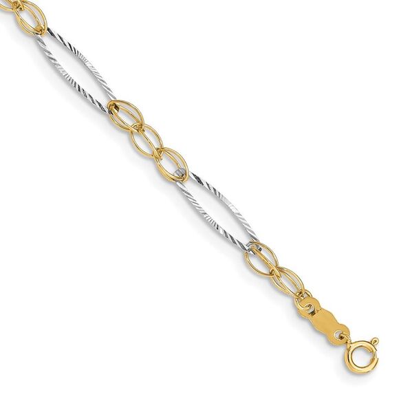 14k Yellow Gold Two-tone Oval Design Bracelet